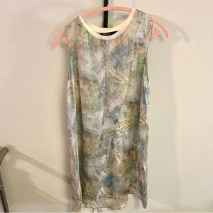 Theyskens’ Theory Sheer Silk Watercolor Crew Neck Dress, sz M